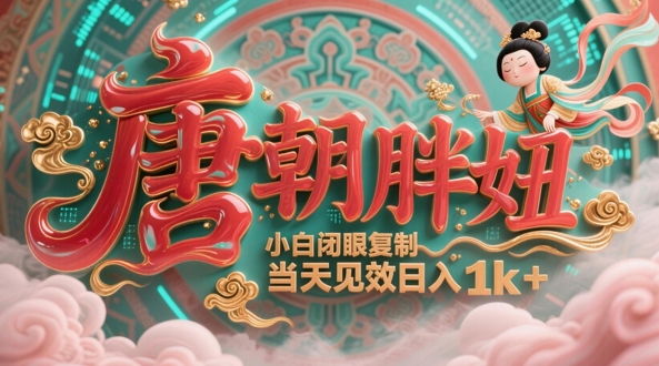 用AI克隆“唐朝胖妞”日更3条，平台疯狂推流，小白闭眼复制，当天见效，日入1k+-副业库