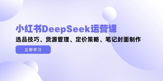 小红书DeepSeek运营课，选品技巧、货源管理、定价策略、笔记封面制作-副业库