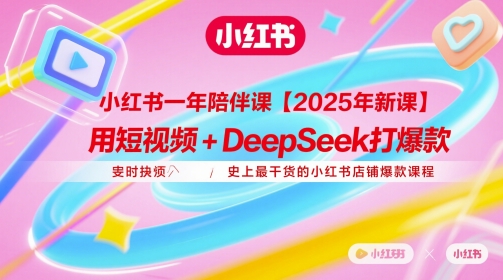 小红书一年陪伴课【2025年新课】，用短视频+deepSeek打爆款，史上最干货的小红书店铺爆款课程-副业库