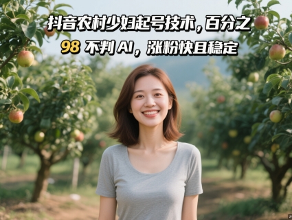 抖音农村少妇起号技术，百分之98不判AI，涨粉快且稳定-副业库