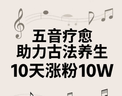 古法五音养生教程，五音疗愈的视频的制作方法，2-4小时就能学会，作者10天涨粉10W-副业库