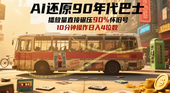 AI还原90年代巴士，一帧就让70后泪崩，播放量直接碾压90%怀旧号，每天操作十分钟，日入四位数-副业库