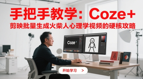 手把手教学：Coze + 剪映批量生成火柴人心理学视频的硬核攻略-副业库