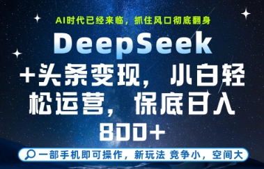 DeepSeek+头条变现，保姆级教学，小白轻松上手，日入8张+-副业库