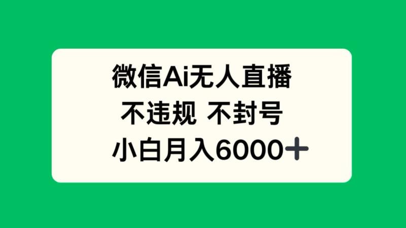 （14733期）微信AI无人直播，不违规 不封号 ，小白月入6000+-副业库