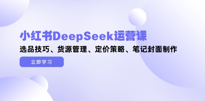 （14748期）小红书DeepSeek运营课，选品技巧、货源管理、定价策略、笔记封面制作-副业库