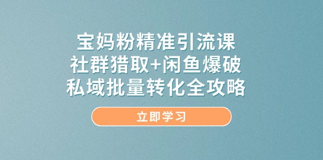 （14820期）宝妈粉精准引流课，社群猎取+闲鱼爆破，私域批量转化全攻略-副业库
