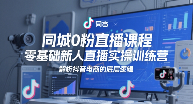 同城0粉直播课程，零基础新人直播实操训练营，解析抖音电商的底层逻辑-副业库