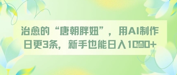 治愈的“唐朝胖妞”，用AI制作日更3条，新手也能日入多张-副业库