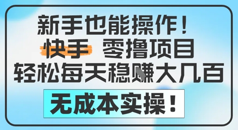 新手也能操作，快手零撸挣米，轻松每天挣2-5张，完全无成本-副业库