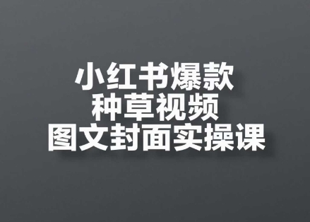 小红书爆款种草视频图文封面实操课，​开店、选品、引流、变现全流程-副业库