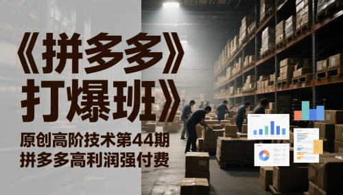 《拼多多打爆班》原创高阶技术第44期，拼多多高利润强付费-副业库