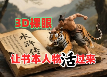 书本人物裸眼3D视频，新的玩法，流量超猛，保姆级教程-副业库