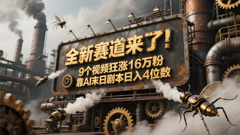 全新赛道来了！9个视频狂涨16万粉，靠AI末日剧本日入4位数，评论区爆肝追更！-副业库