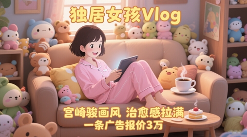 单个账号涨粉71W！用AI制作独居女孩Vlog，宫崎骏画风，治愈感拉满，一条广告报价3W-副业库