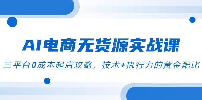 AI电商无货源实战课，三平台0成本起店攻略，技术+执行力的黄金配比-副业库