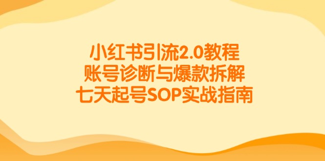 （14981期）小红书引流2.0教程，账号诊断与爆款拆解，七天起号SOP实战指南-副业库