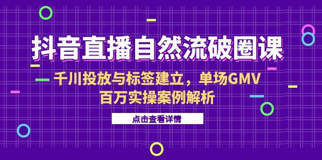 抖音直播自然流破圈课-6月，千川投放与标签建立，单场GMV百万实操案例解析-副业库