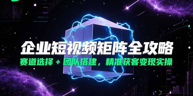 企业短视频矩阵全攻略，赛道选择+团队搭建，精准获客变现实操-副业库