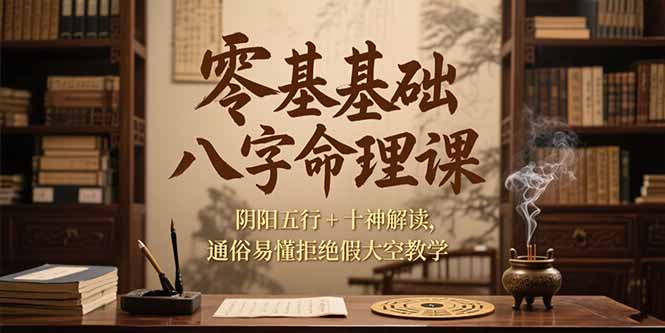 零基础八字命理课，阴阳五行+十神解读，通俗易懂拒绝假大空教学-副业库