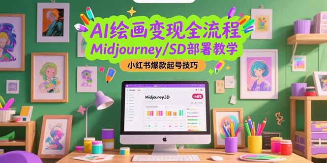 AI绘画变现全流程，Midjourney/SD部署教学，小红书爆款起号技巧-副业库